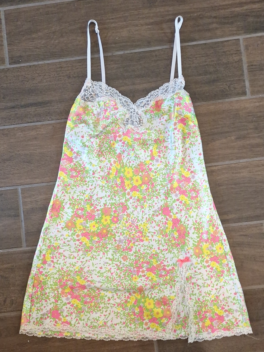 Victoria's Secret Flower Power Femimine Lace And Satin Mini Slip Dress Small
